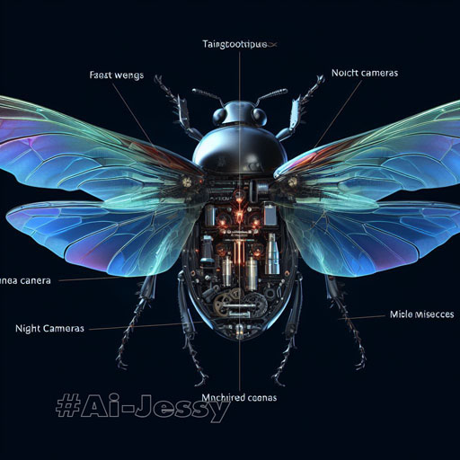 Create a realistic image, a beetle, spread wings, transparent body, visible. There are mechanisms, mechanisms,