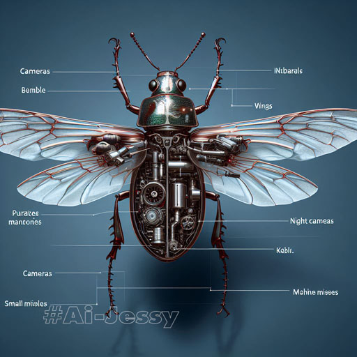 Create a realistic image, a beetle, spread wings, transparent body, visible. There are mechanisms, mechanisms,