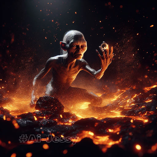 Gollum emerges from the lava floor 