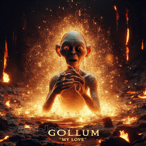 Gollum emerges from the lava floor