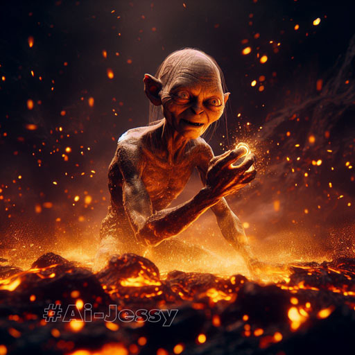 Gollum emerges from the lava floor 