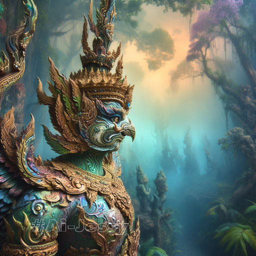 artistry of Bird Man, full body, Thai Garuda, Thai fantasy theme