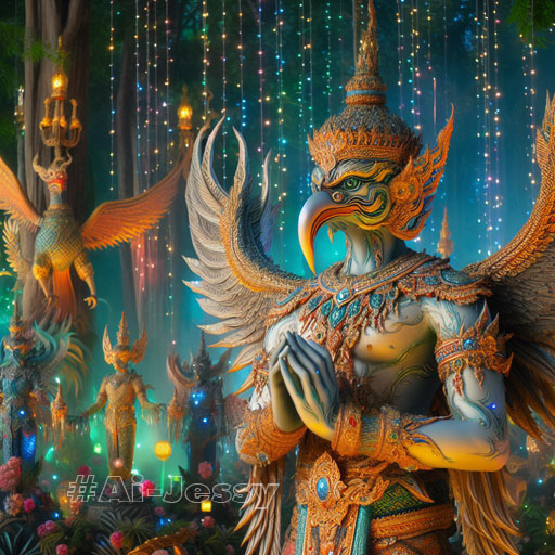 artistry of Bird Man, full body, Thai Garuda, Thai fantasy theme