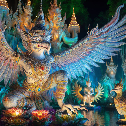 artistry of Bird Man, full body, Thai Garuda, Thai fantasy theme