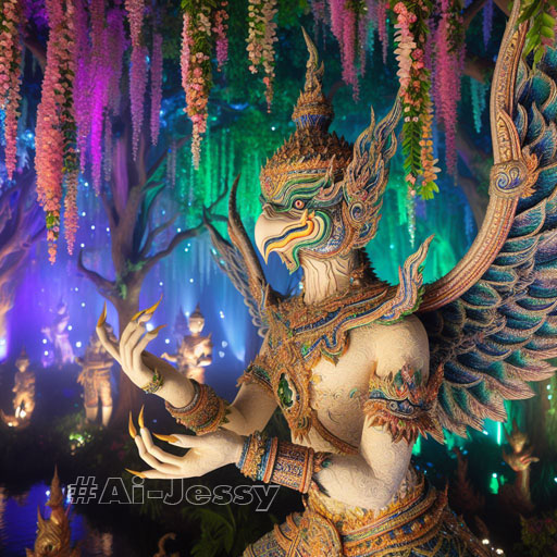 artistry of Bird Man, full body, Thai Garuda, Thai fantasy theme