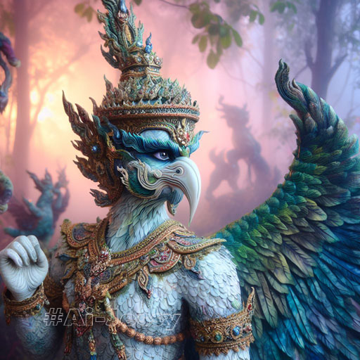 artistry of Bird Man, full body, Thai Garuda, Thai fantasy theme