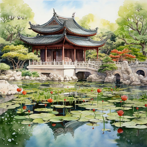 Chinese art, Chinese garden Stunning Chinese scroll paintings featuring serene Chinese art. 