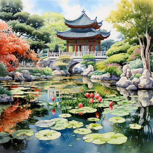 Chinese art, Chinese garden Stunning Chinese scroll paintings featuring serene Chinese art. 