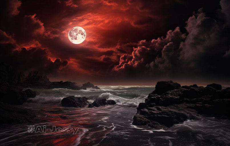 darkness, emptiness, surreal dark red radiant moonshine, 