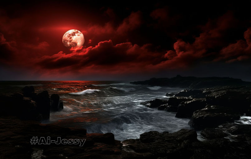 darkness, emptiness, surreal dark red radiant moonshine, 