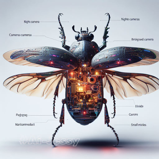 Create a realistic image, a beetle, spread wings, transparent body, visible. There are mechanisms, mechanisms,