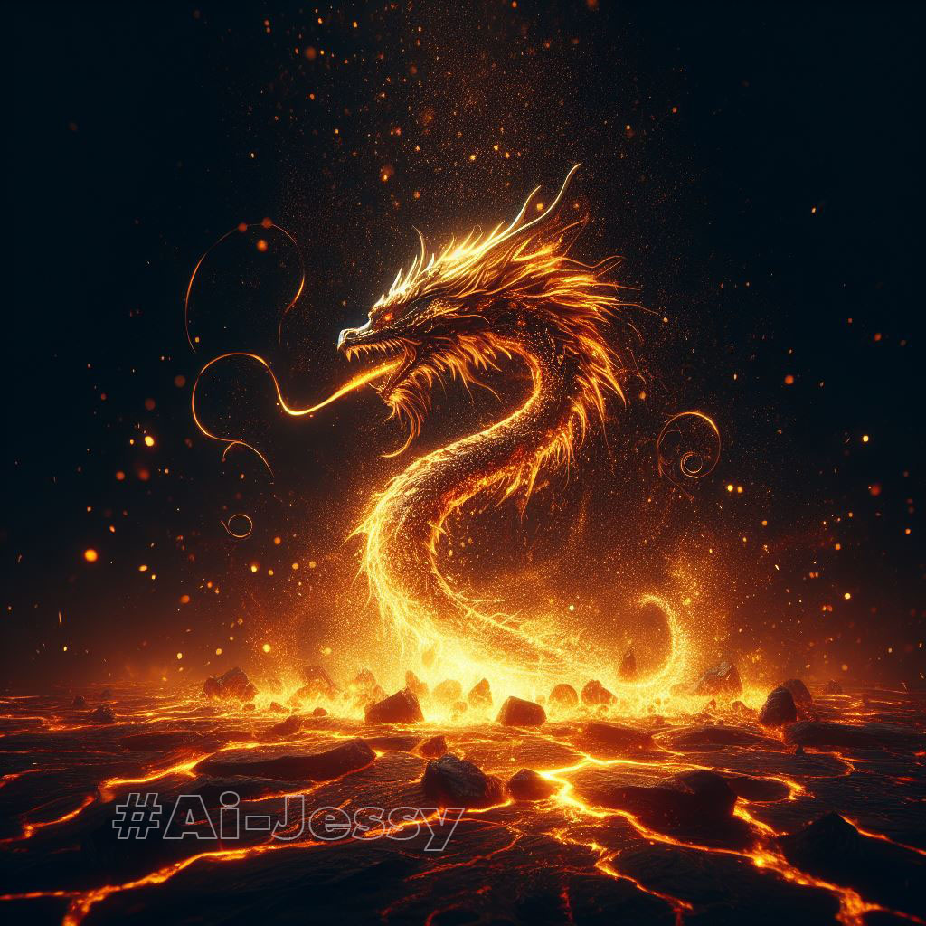 fire dragon that emerged from the lava floor on the ground.