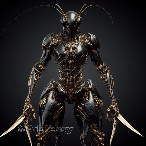 steampunk cybernetic biomechanical robotic mantis8