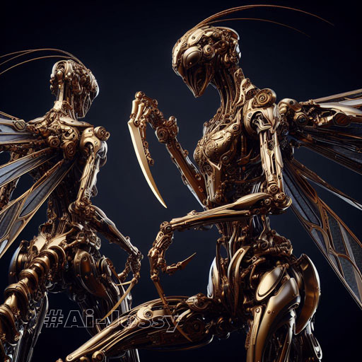 steampunk cybernetic biomechanical robotic mantis8