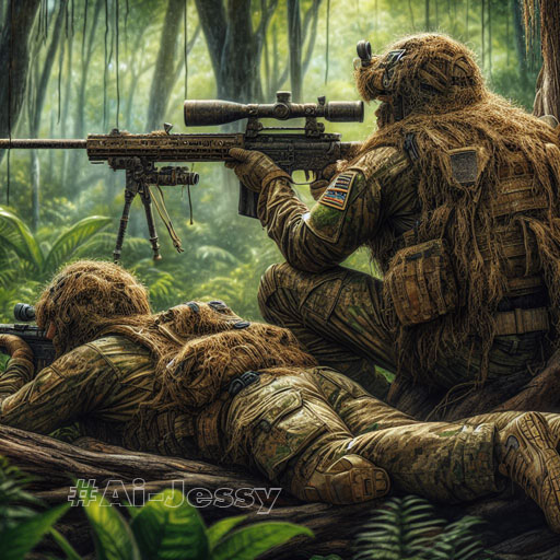 super hyperrealistic water color painting of a US Special Force ready to shoot