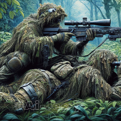 super hyperrealistic water color painting of a US Special Force ready to shoot