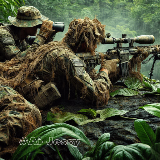 super hyperrealistic water color painting of a US Special Force ready to shoot