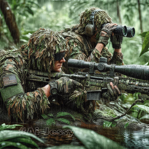 super hyperrealistic water color painting of a US Special Force ready to shoot4 